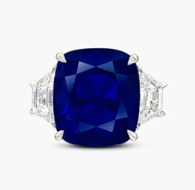 Anillo Ronald Abram con zafiro de Cachemira y diamantes, 15,33 ct