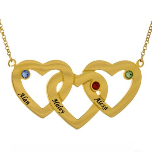 INTERTWINED HEART BIRTHSTONE NECKLACE