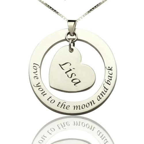 LOVE YOU TO THE MOON AND BECK NAME NECKLACE
