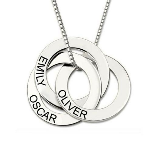 ENGRAVED 3 RUSSIAN RINGS NAME NECKLACE