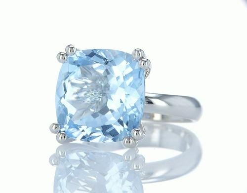Aquamarine  or Blue Topaz Royal Ring