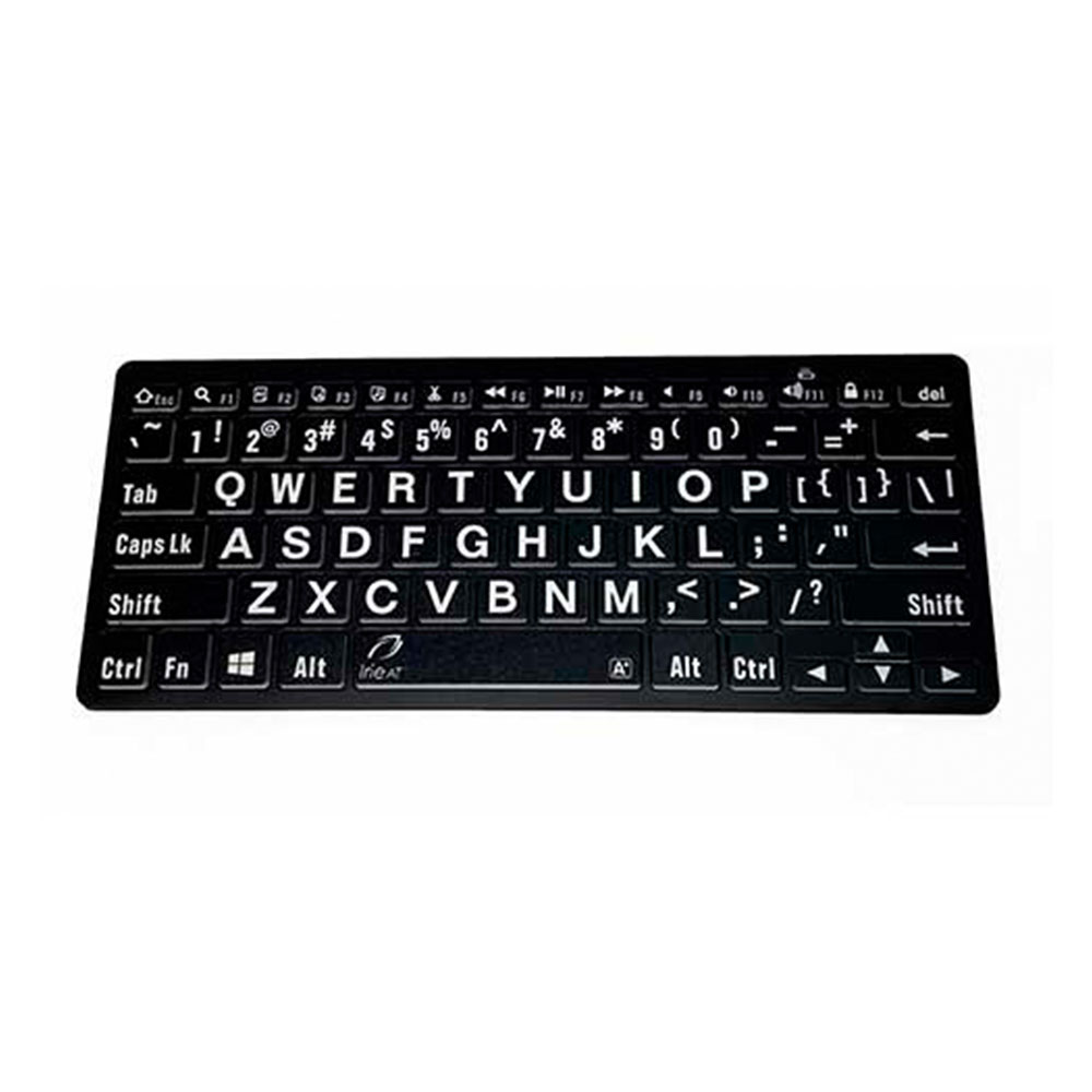 A black large-print keyboard with white lettering