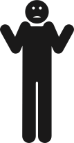 A stick-figure person shrugging and making a confused face