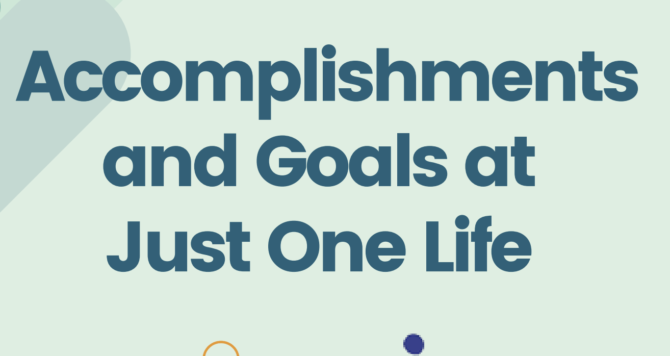 Just One Life Accomplishments and Goals