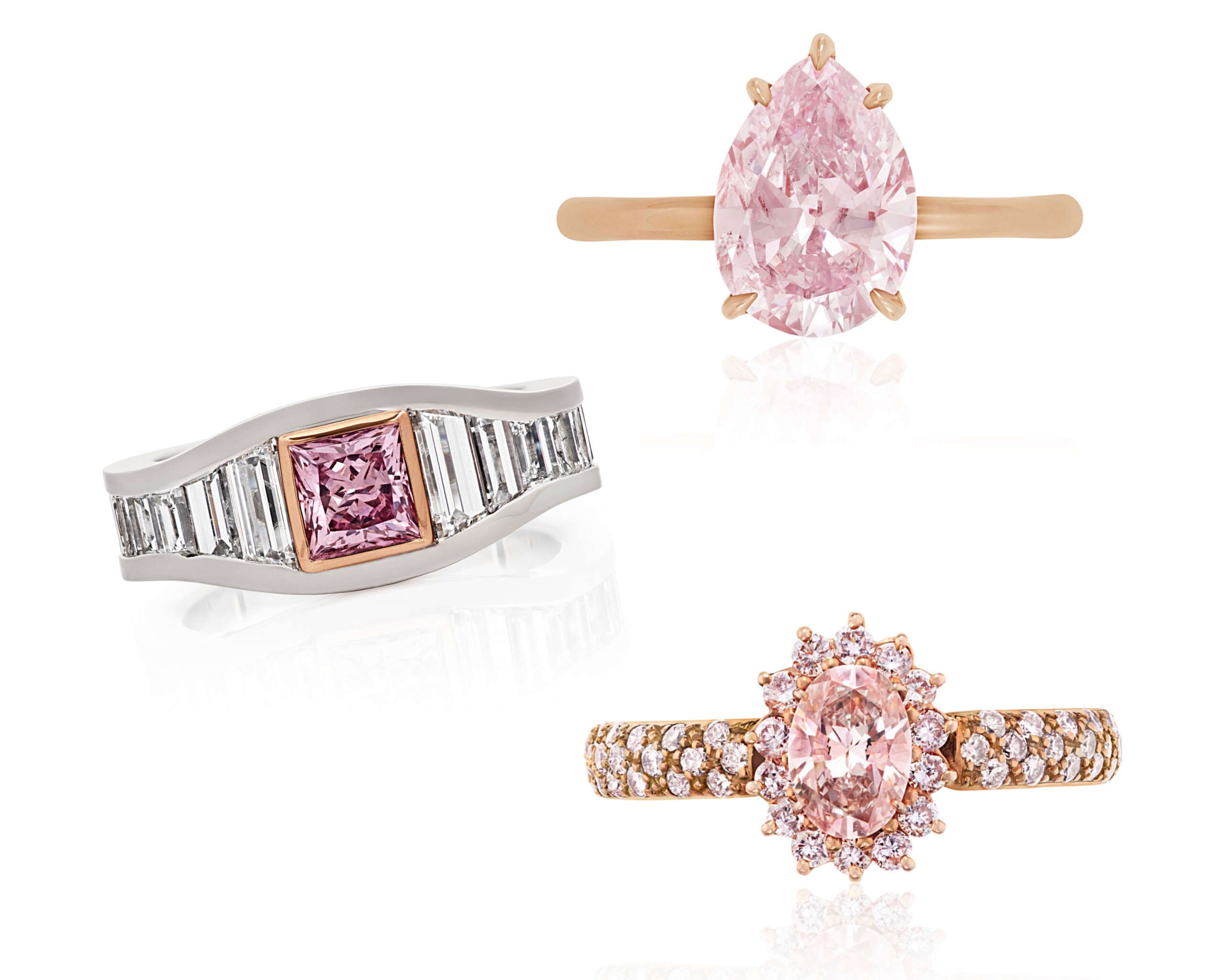 Foto anelli con diamanti rosa