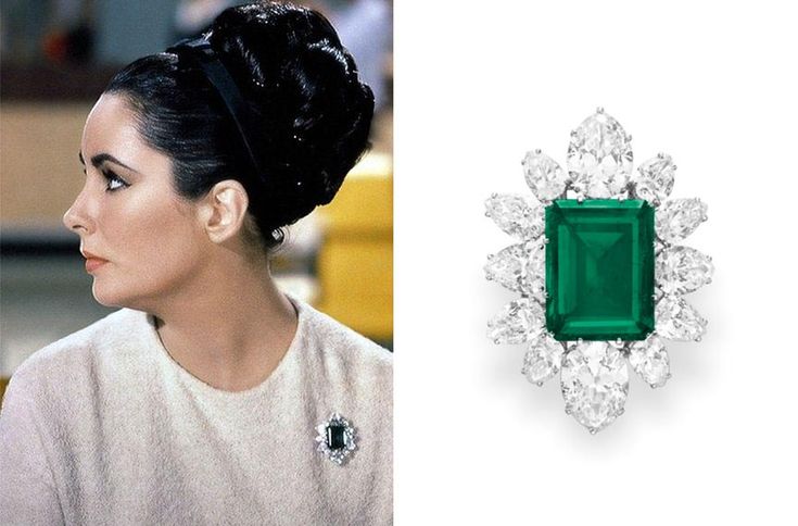 La spilla con smeraldo e diamante di Elizabeth Taylor