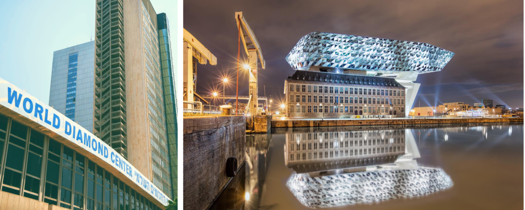 Borsa dei diamanti di Ramat Gan, Tel Aviv e porto di Anversa, Belgio