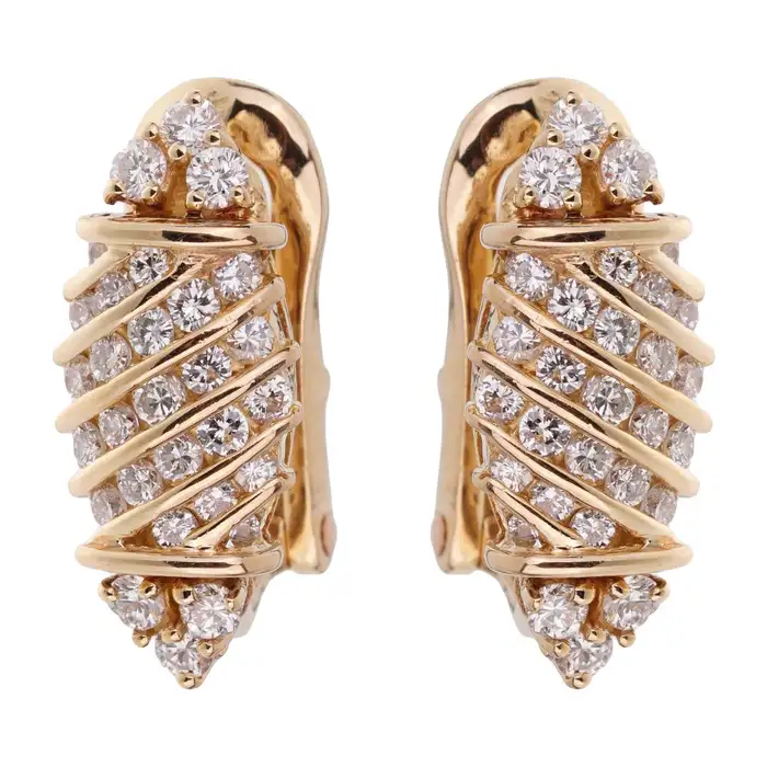 Piaget – Boucles d’oreilles Art Déco clip-on en or jaune et diamants (c. 1950)