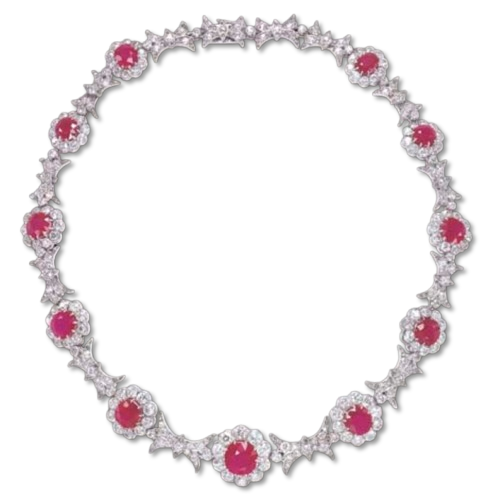 Un collar victoriano de diamantes y rubíes birmanos naturales